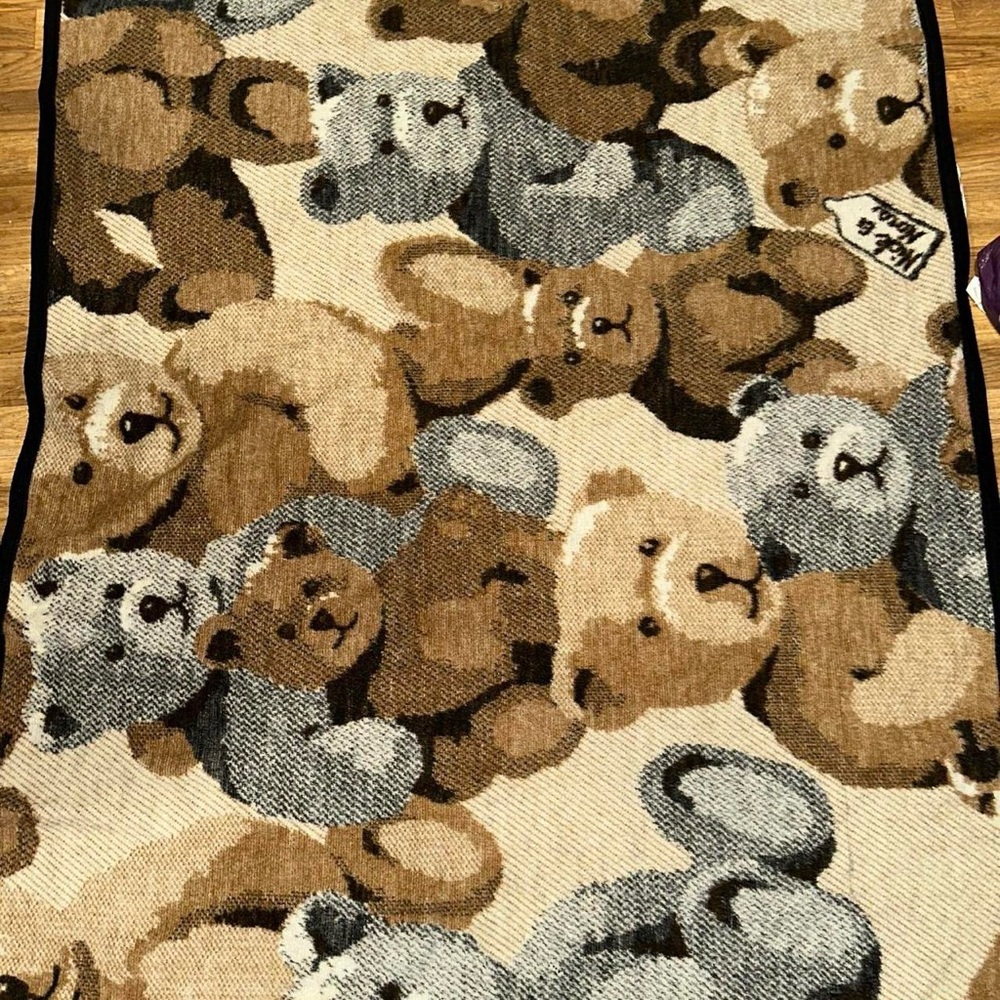 GUC Vintage Nick & Nora Bear Biederlack Blanket 54”x47”